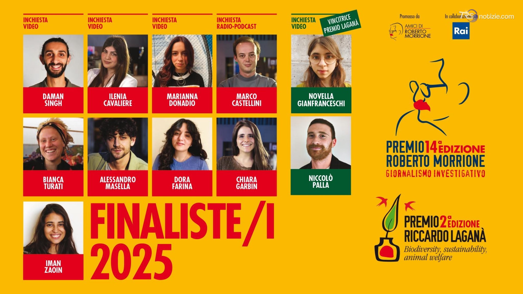 Premi Morrione per giornalismo investigativo e Laganà Biodiversity, Sustainability & Animal Welfare