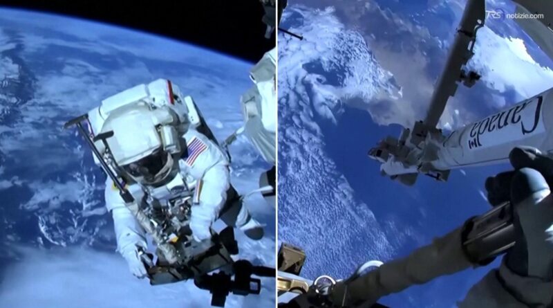 La Terra vista dal casco dell'astronauta: spettacolare spacewalk per riparare il braccio della ISS