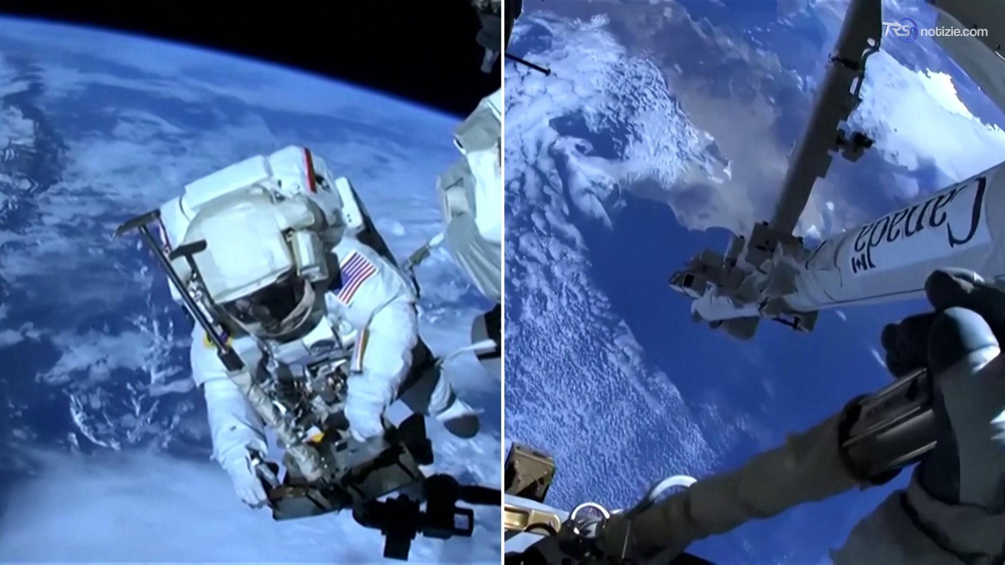 La Terra vista dal casco dell'astronauta: spettacolare spacewalk per riparare il braccio della ISS