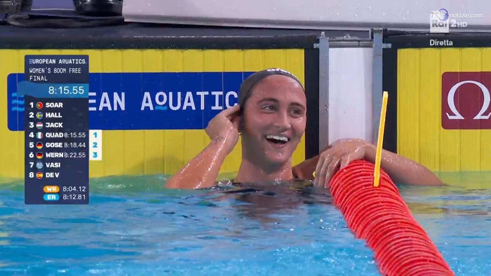 Nuoto, Simona Quadarella oro negli 800sl