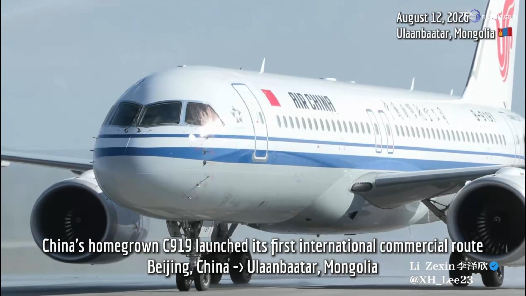 Cina, primo volo commerciale internazionale per il C919, il video