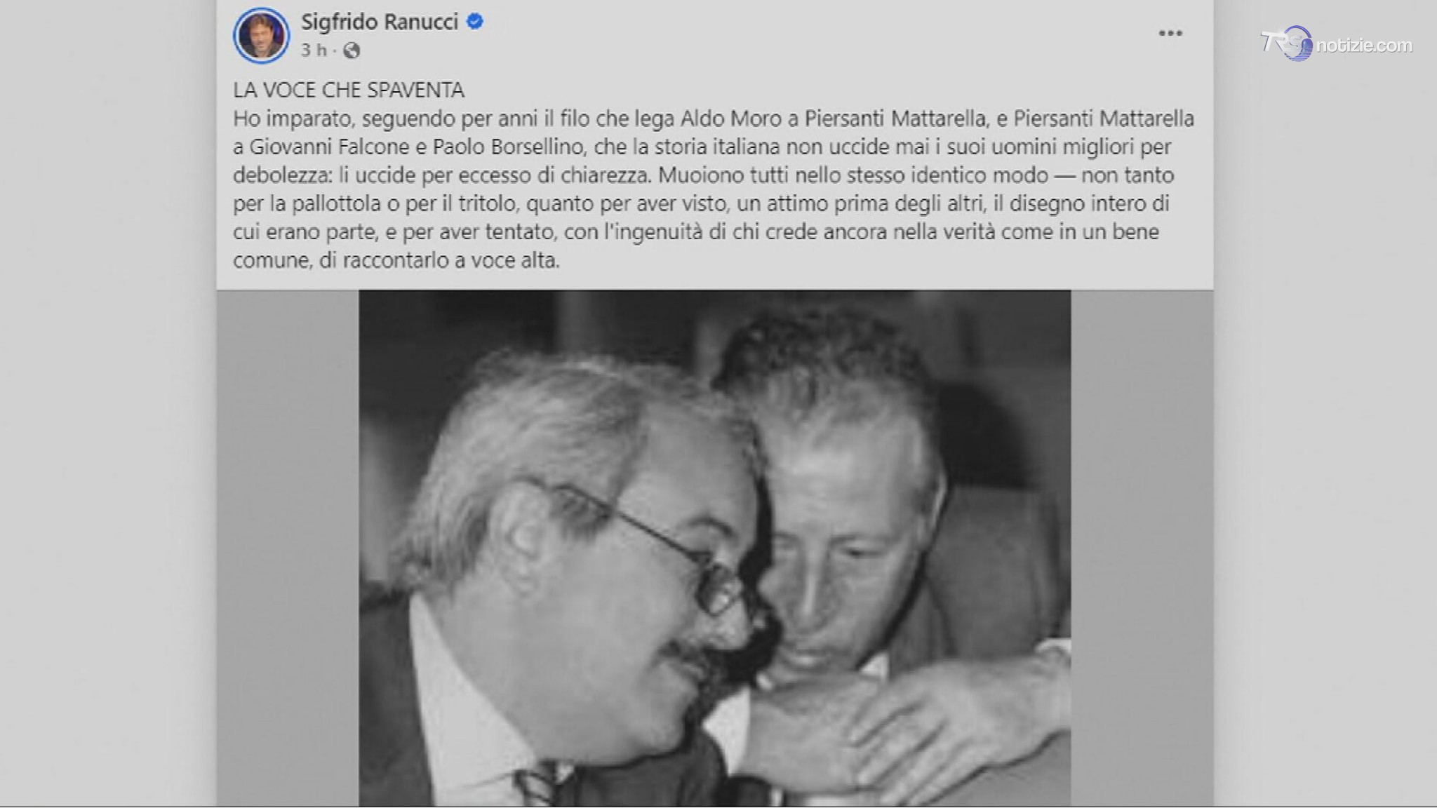 Il post di Sigfrido Ranucci su Falcone e Borsellino scatena la polemica politica