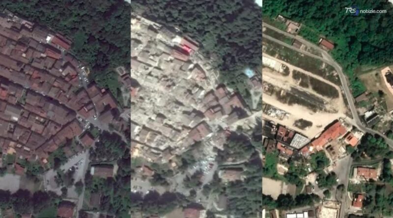10 anni fa il terremoto di Amatrice: le immagini satellitari prima, dopo e oggi