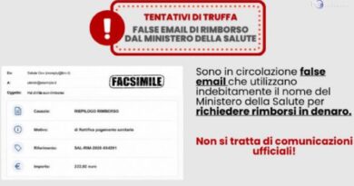 False email su rimborsi economici a nome del ministero della Salute: "Non cliccate sui link"