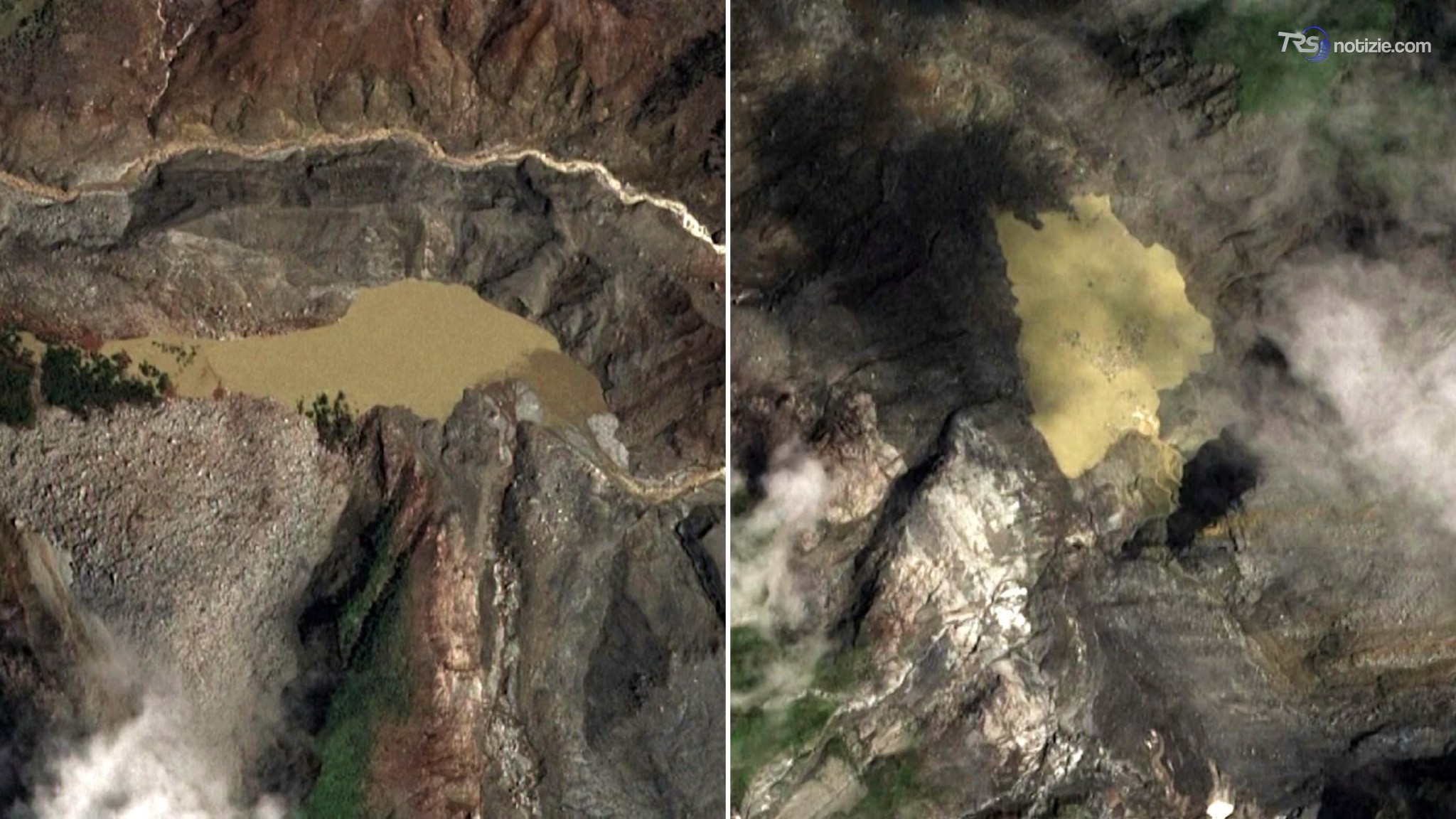 Nepal-Tibet, due laghi nel sito del collasso del ghiacciaio: le immagini satellitari
