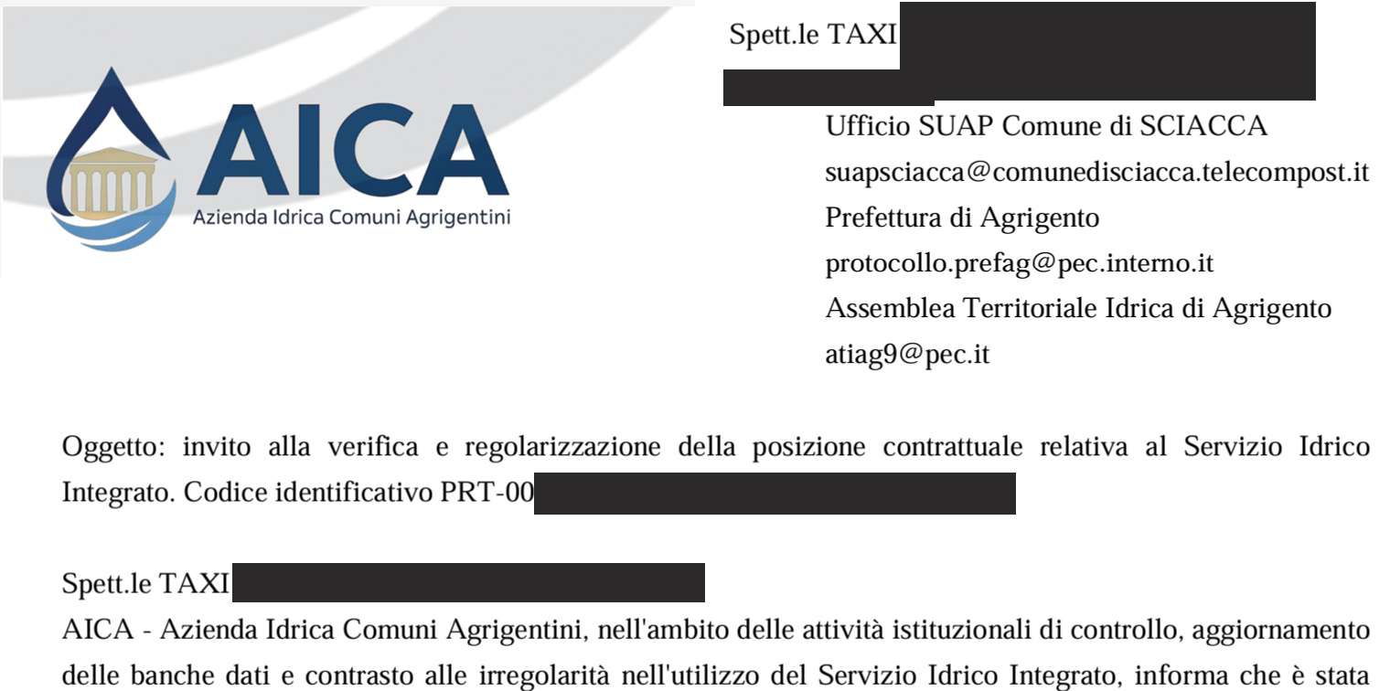 AICA, segnalate bollette anomale: dubbi sulle utenze collegate alle attività economiche