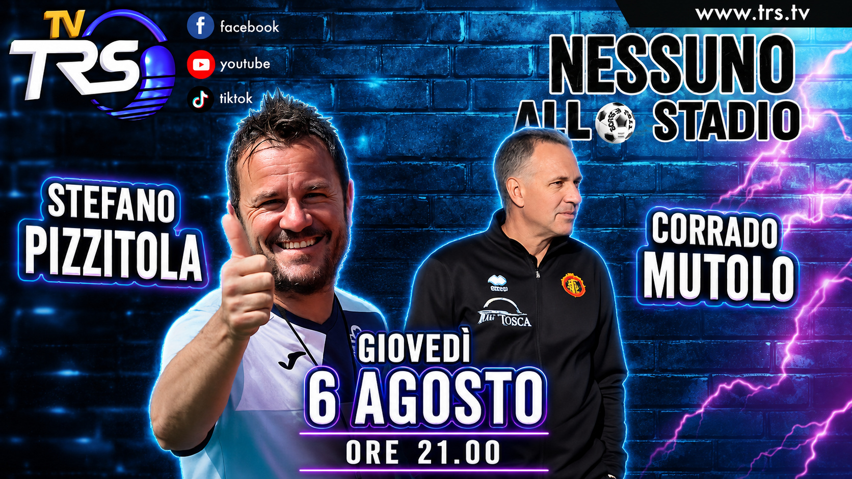 “Nessuno allo Stadio”, stasera la sesta puntata con Corrado Mutolo e Stefano Pizzitola