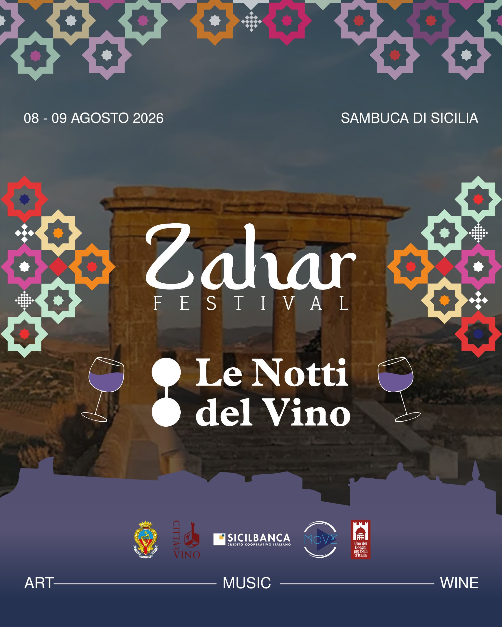 A Sambuca di Sicilia arriva lo Zahar Festival: vino, degustazioni e musica l’8 e 9 agosto