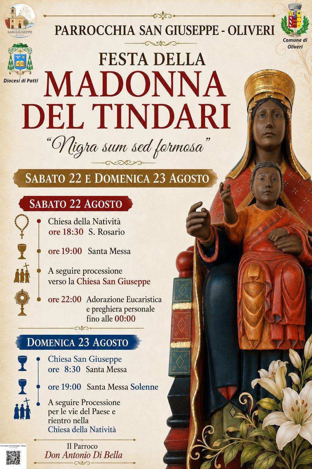 Oliveri celebra la Madonna del Tindari: due giorni di fede, preghiera e processioni