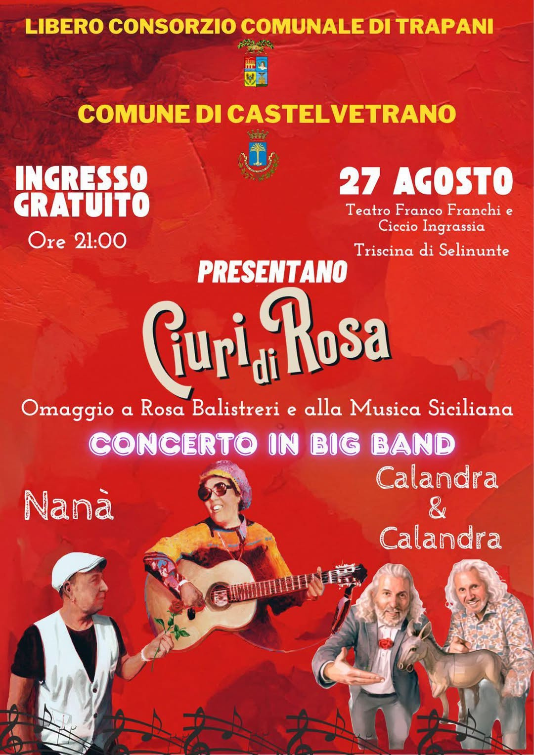 Castelvetrano, il 27 agosto a Triscina il concerto dei “Ciuri di Rosa”