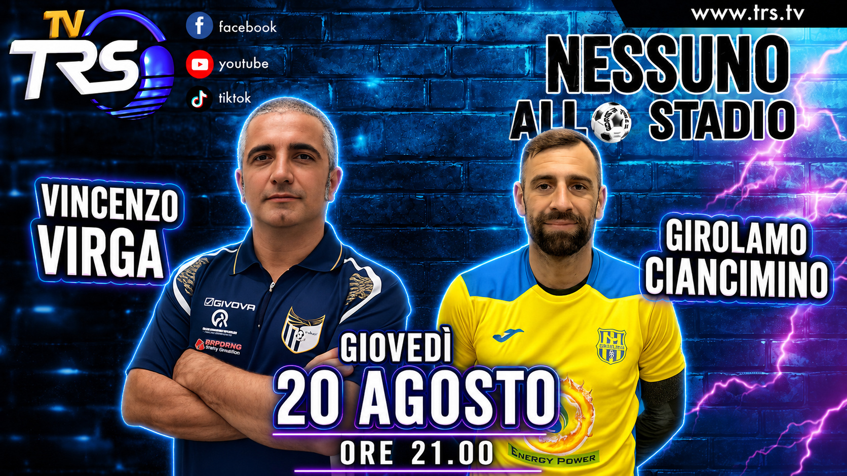 “Nessuno allo Stadio”, stasera ospiti Vincenzo Virga e Girolamo Ciancimino