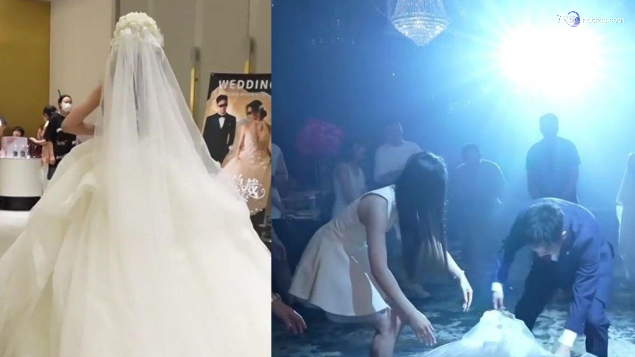 Sposa corre incontro allo sposo ma finisce a terra: il tonfo epico, disavventura a lieto fine