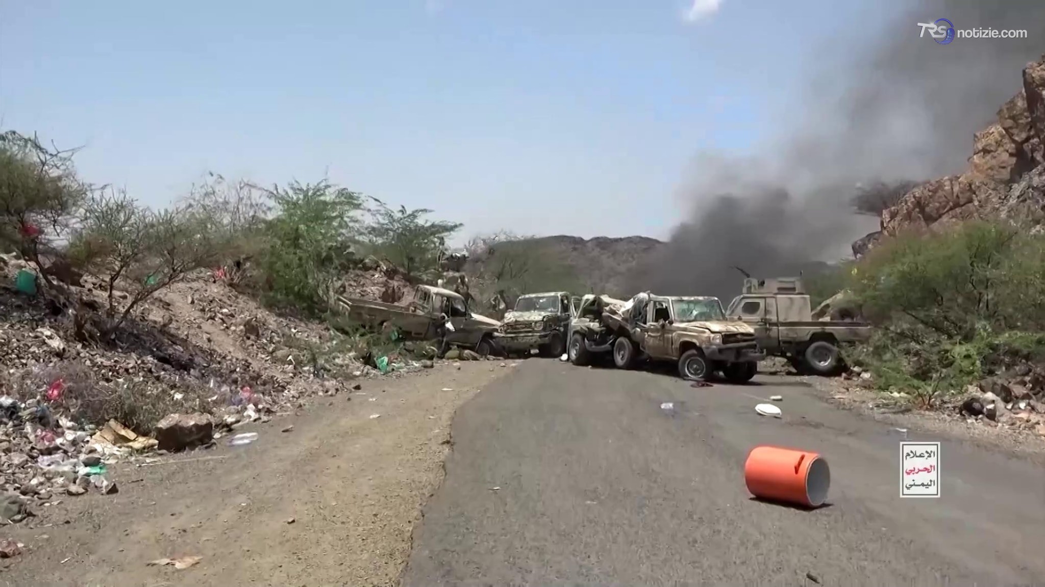 I danni dell'attacco degli Houthi contro forze filogovernative in Yemen