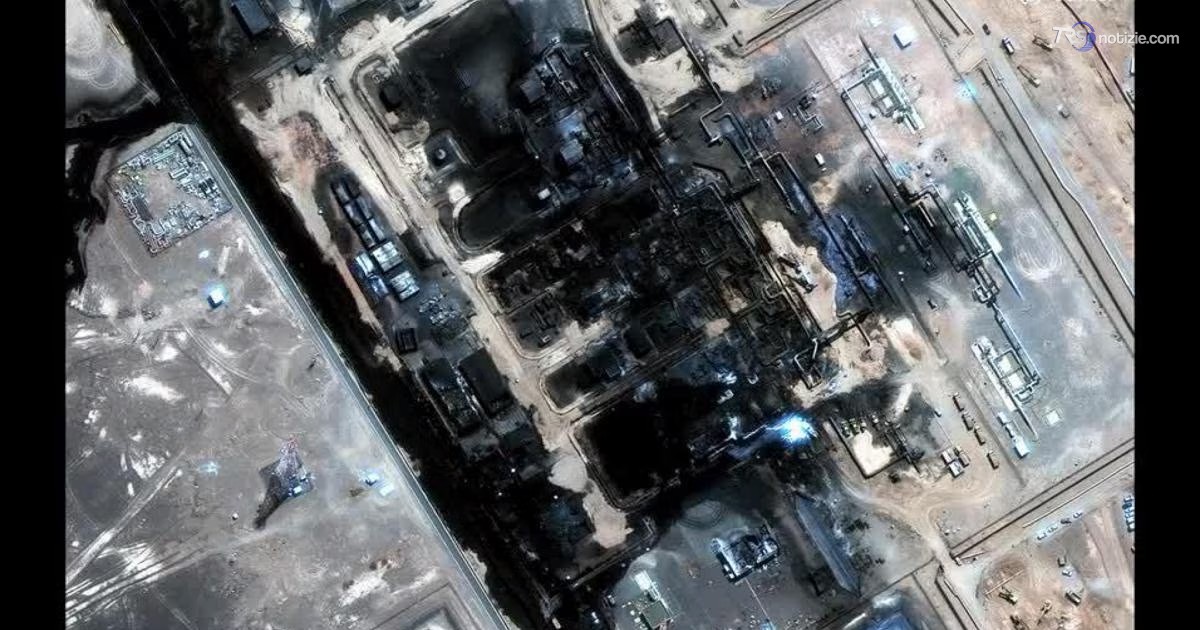 L’oleodotto saudita East-West Pipeline colpito da un attacco con droni: il confronto dal satellite