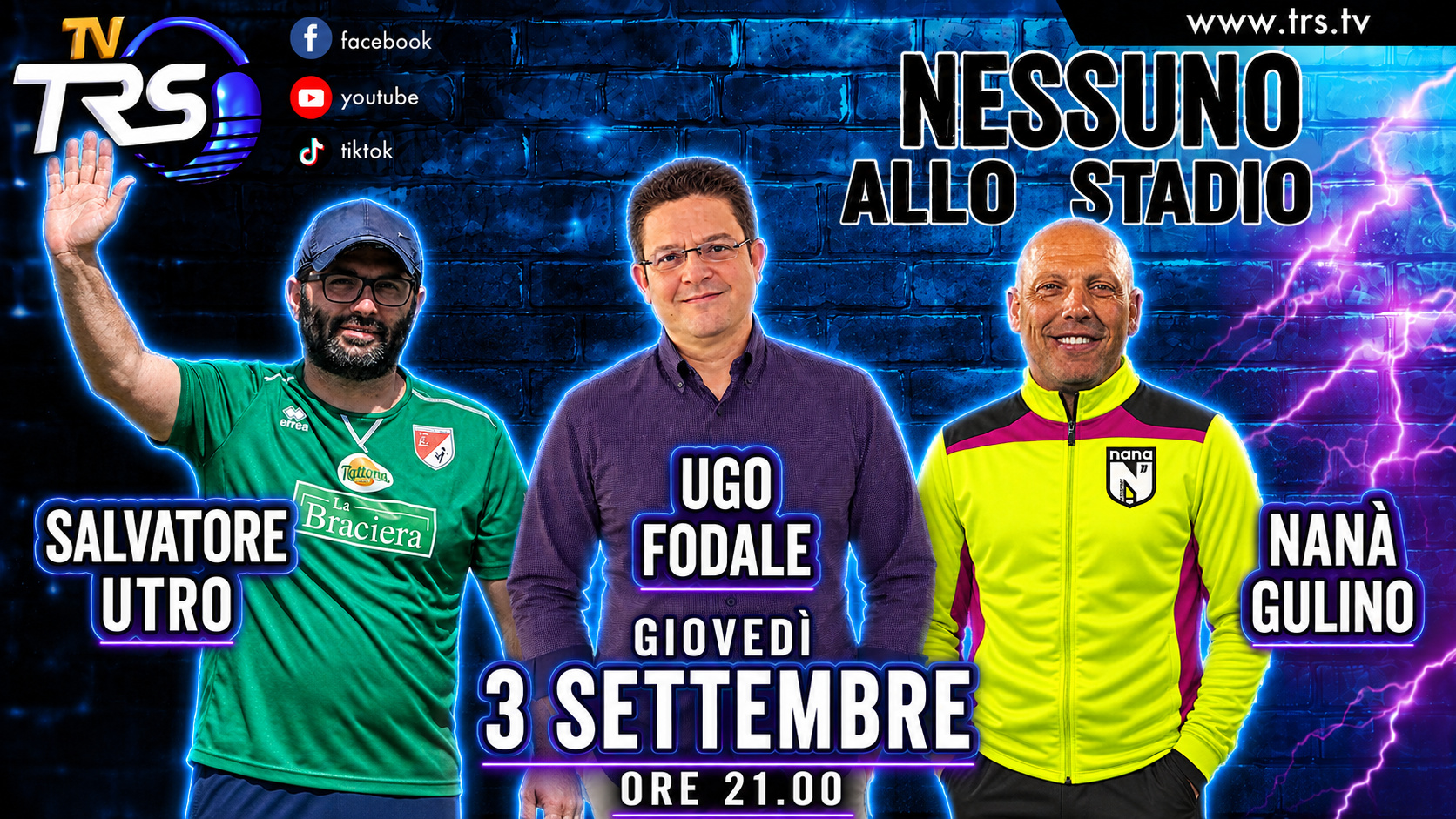 “Nessuno allo Stadio”, stasera la nona puntata con Salvatore Utro, Nanà Gulino e Ugo Fodale