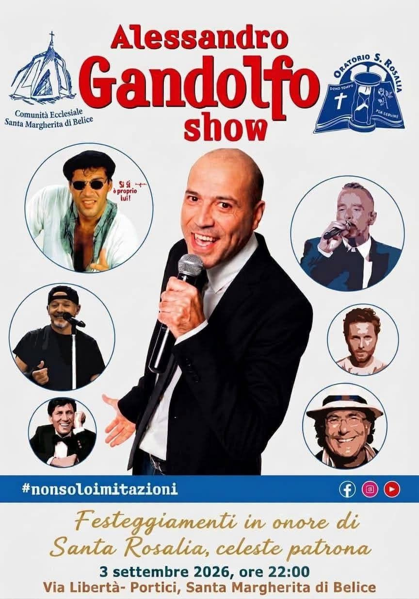 Santa Margherita di Belìce, questa sera l’Alessandro Gandolfo Show per i festeggiamenti di Santa Rosalia