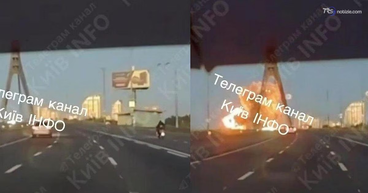 Il momento dell'attacco al Ponte Nord di Kiev, infrastrutture colpite due giorni di seguito