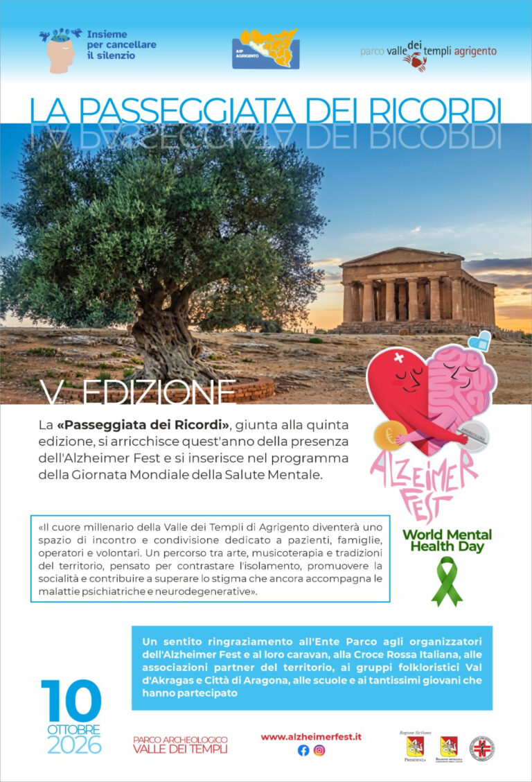 Alla Valle dei Templi la quinta «passeggiata dei ricordi»: salute mentale, memoria e socialità