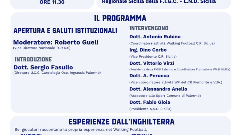 Walking Football, in Sicilia un convegno sui benefici dello sport dopo i 50 anni