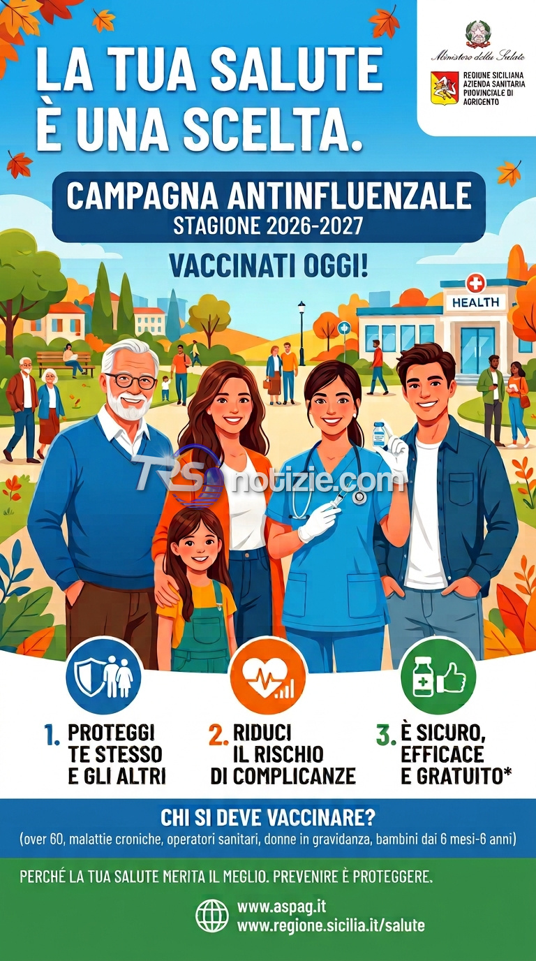 ASP Agrigento, al via la campagna di vaccinazione antinfluenzale 2026/2027: somministrazioni fino al 28 febbraio