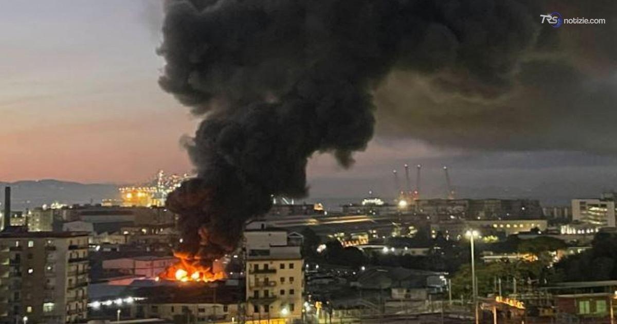 Napoli, grosso incendio in un capannone industriale: alta colonna di fumo sulla città