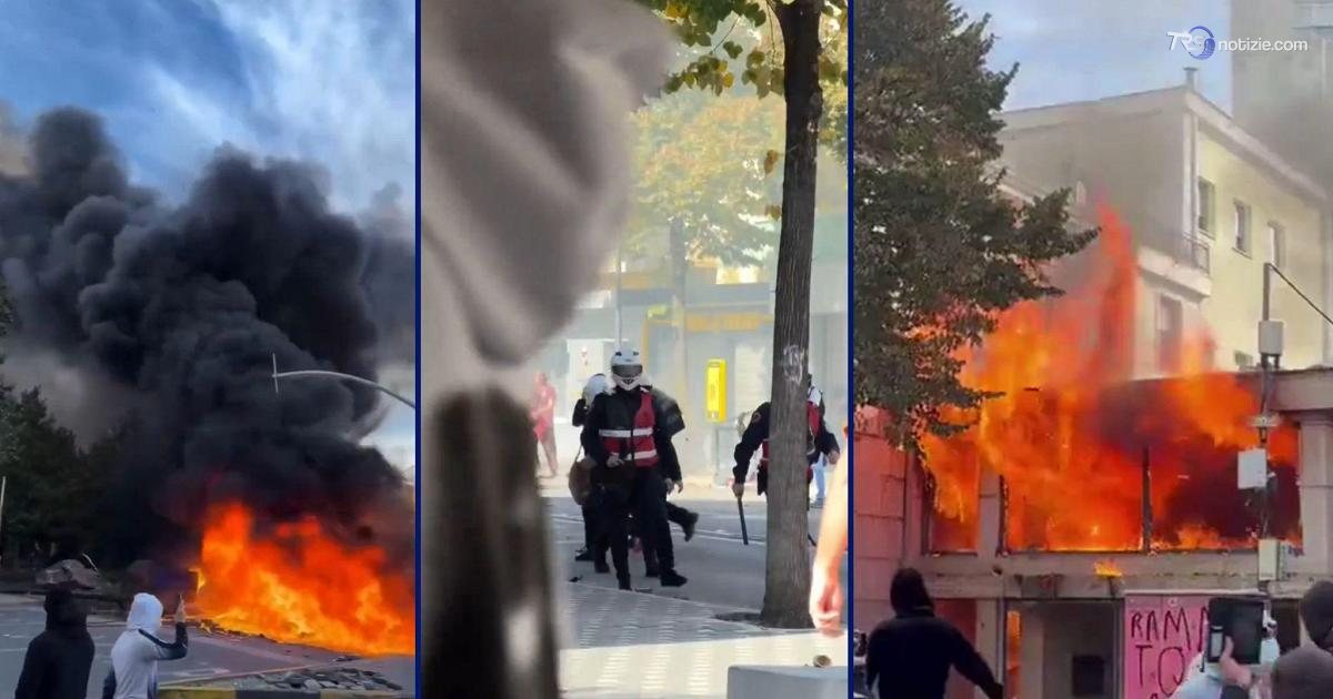 Albania, i video dell’incendio al ministero dell’Istruzione durante la protesta degli studenti